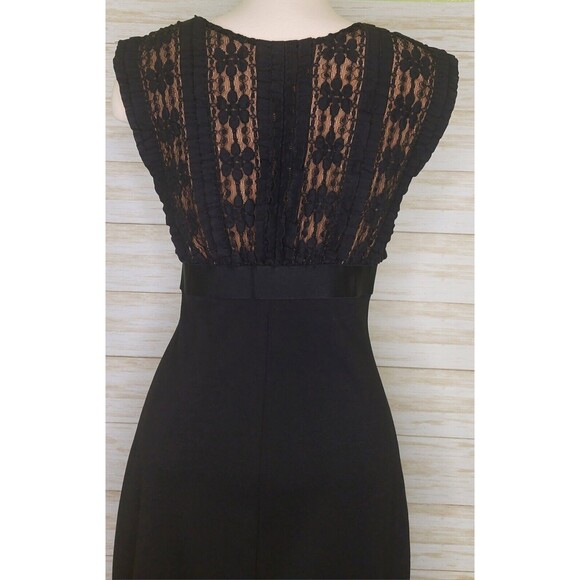 MAX STUDIO Womens Little Black Dress M Sheath Bodycon Sleeveless V-Neck Ruffles - Picture 3 of 13